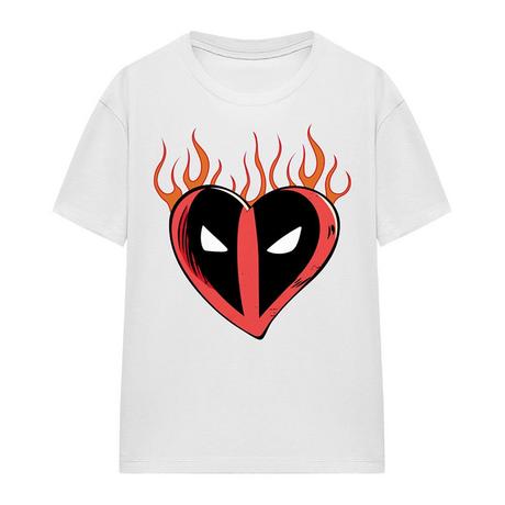 Deadpool Herz Flammen T-Shirt  