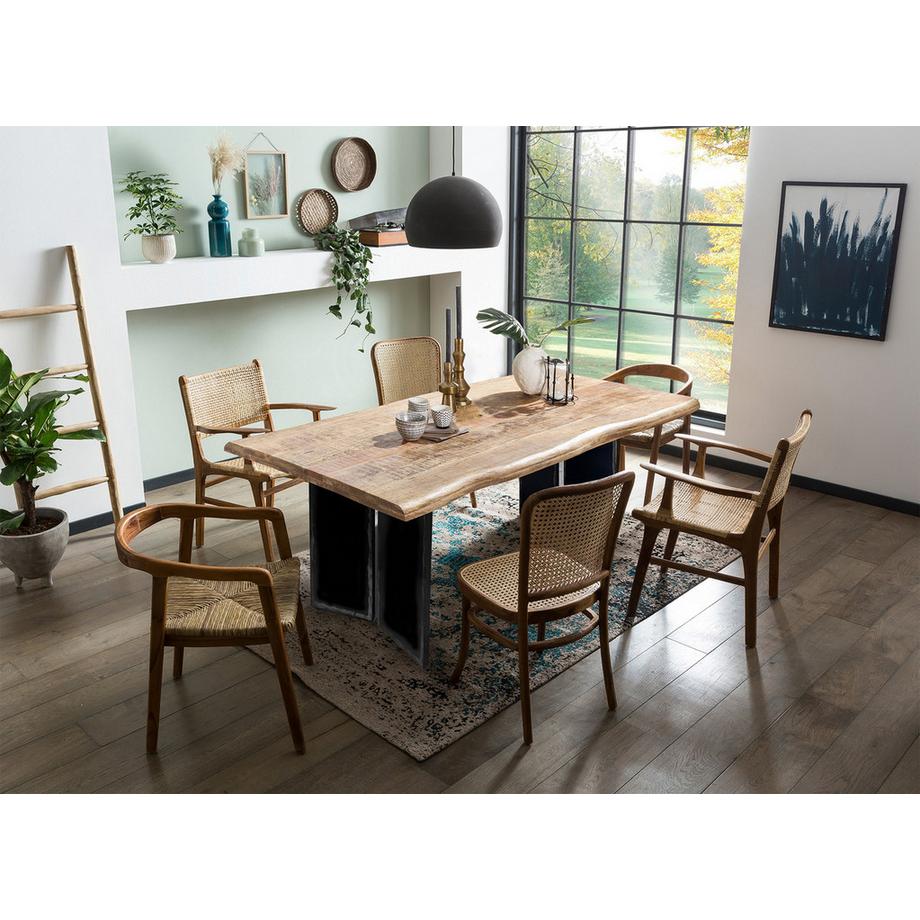 mutoni Table de salle à manger Honeyfield Mango naturel 160x90  