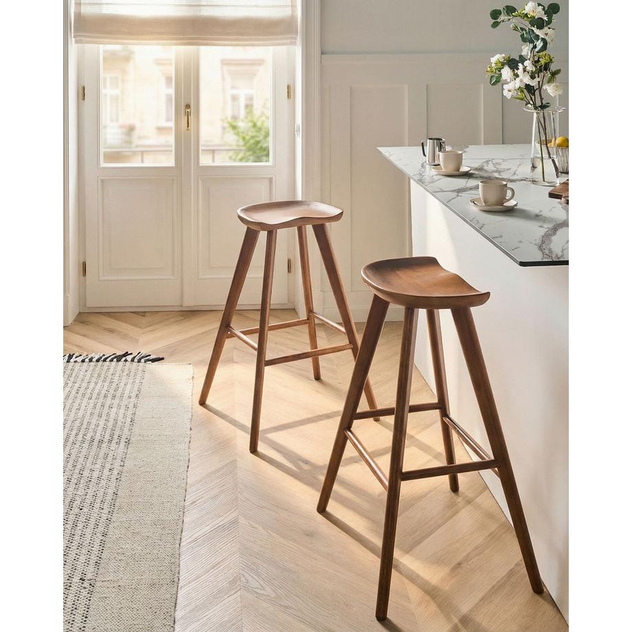 Beliani Lot de 2 tabourets de bar en Bois d'hévéa  CANDO  