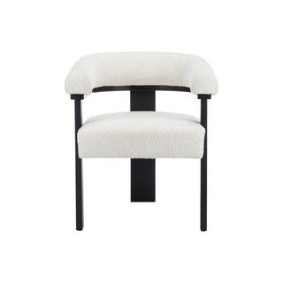 PASCAL MORABITO Chaise avec accoudoirs en tissu bouclette et bois d'hévéa - Blanc et noir - LIVELIA de Pascal MORABITO  