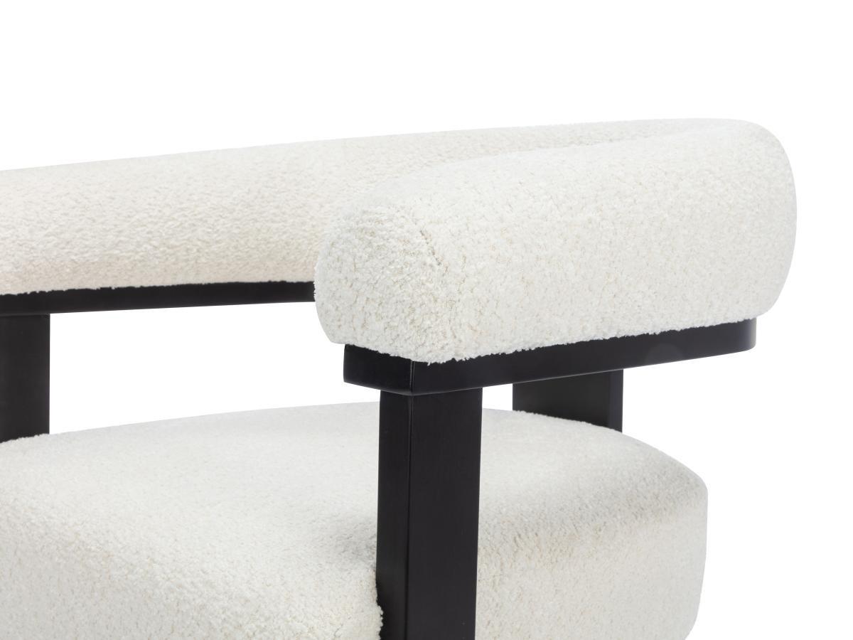 PASCAL MORABITO Chaise avec accoudoirs en tissu bouclette et bois d'hévéa - Blanc et noir - LIVELIA de Pascal MORABITO  