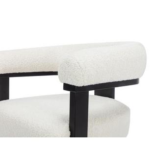 PASCAL MORABITO Chaise avec accoudoirs en tissu bouclette et bois d'hévéa - Blanc et noir - LIVELIA de Pascal MORABITO  