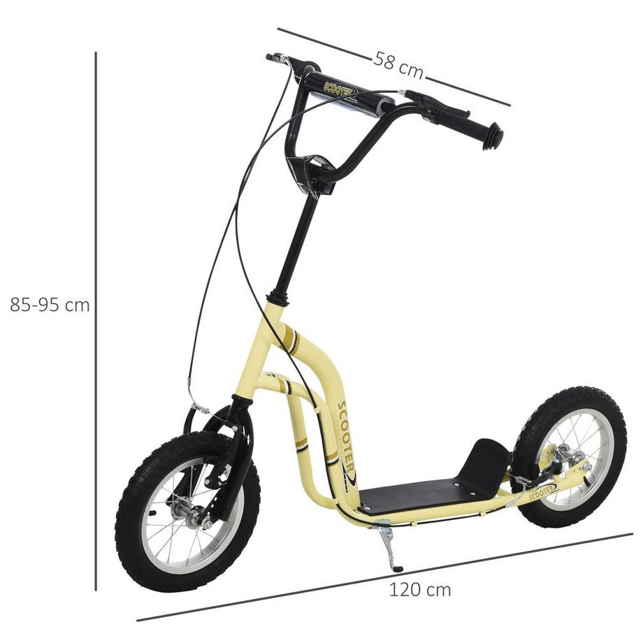 Northio  Kinderroller Ab 5 Jahre Scooter Kinderscooter Tretroller Cityroller Kinder Roller Kickboard Mit Luftreifen 12 Zoll Gummi Aluminium Beige 120 X 58 X 85-95 Cm 