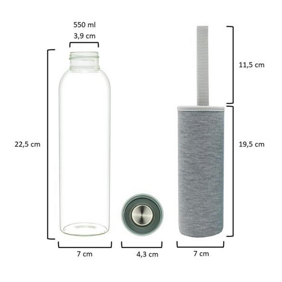 T&N  Glastrinkflasche Wasserflasche Classique (Roségold, Grau, 550ml) 