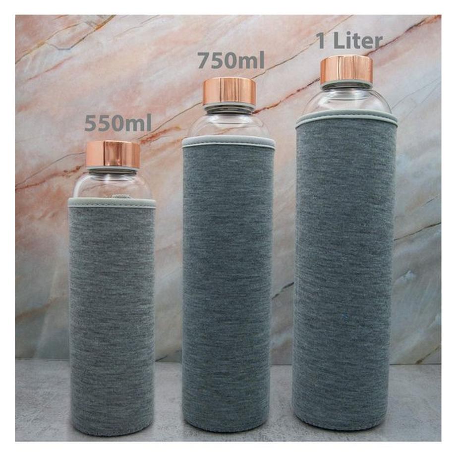 T&N  Glastrinkflasche Wasserflasche Classique (Roségold, Grau, 550ml) 