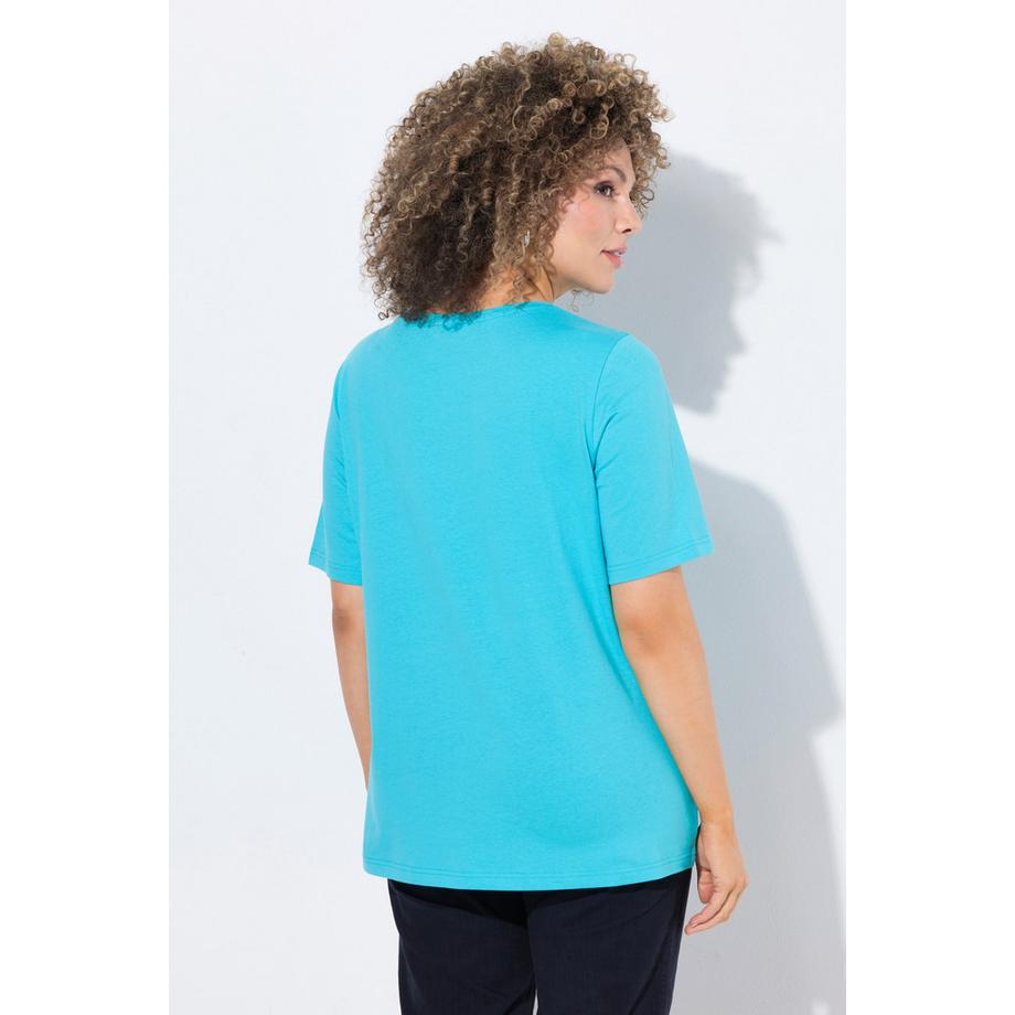 Ulla Popken T-Shirt Motif Animal Métallisé Col V Manches Courtes  