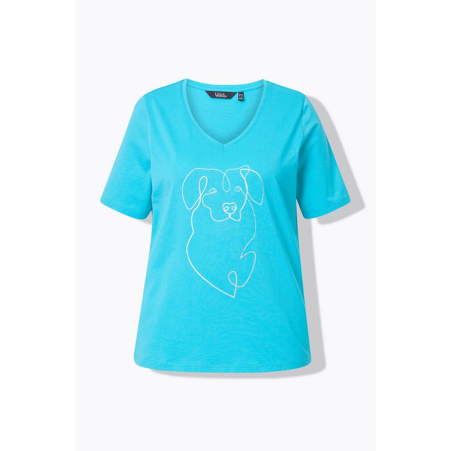 Ulla Popken T-Shirt Motif Animal Métallisé Col V Manches Courtes  