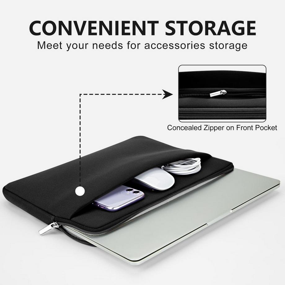 Only-bags.store Fodero per Laptop con Tasca Anteriore a Zip  