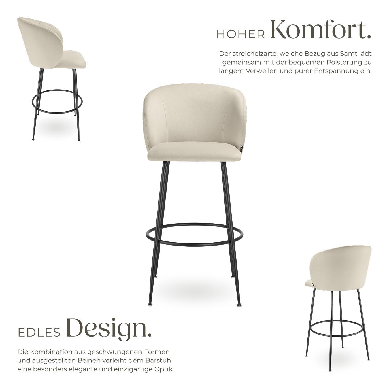 Tectake Chaise de bar LUANA en velours rembourré  