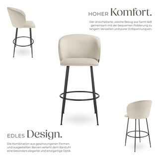 Tectake Chaise de bar LUANA en velours rembourré  