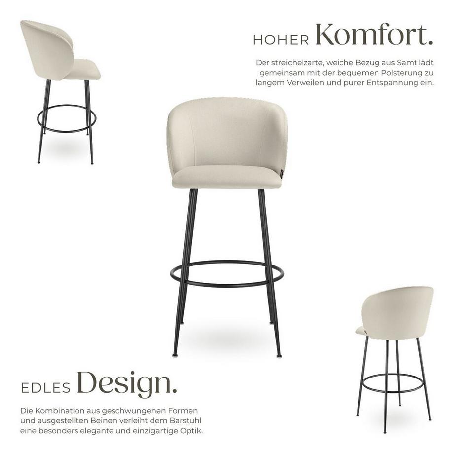 Tectake Chaise de bar LUANA en velours rembourré  