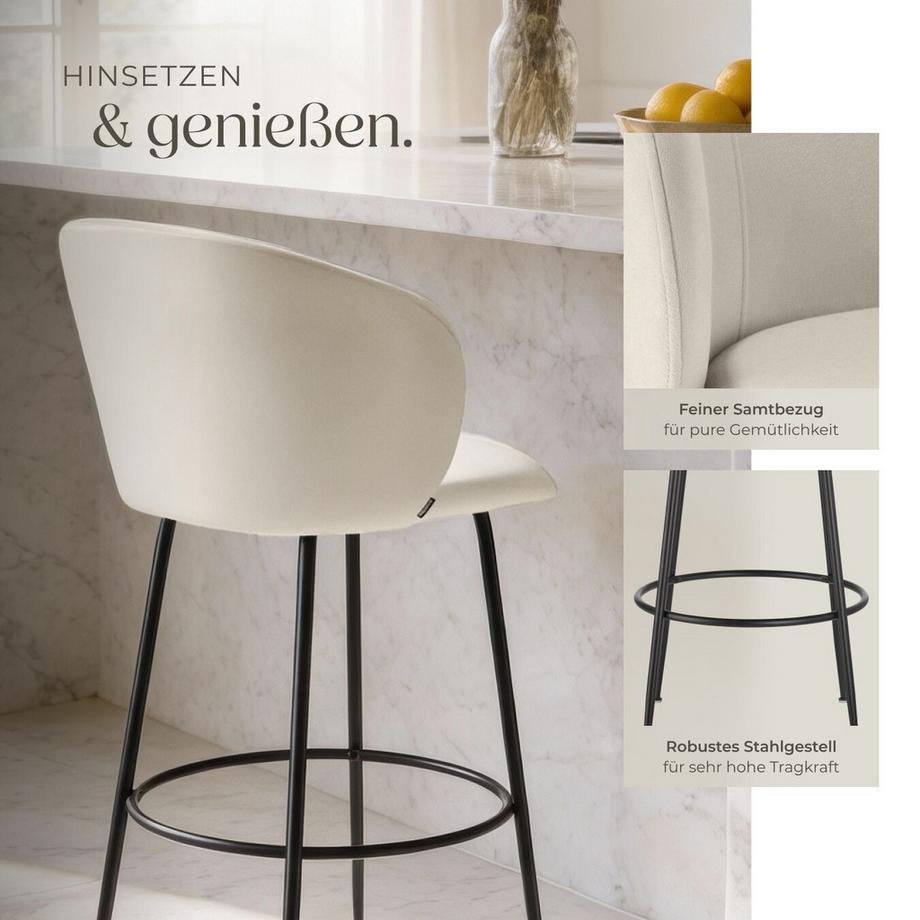 Tectake Chaise de bar LUANA en velours rembourré  