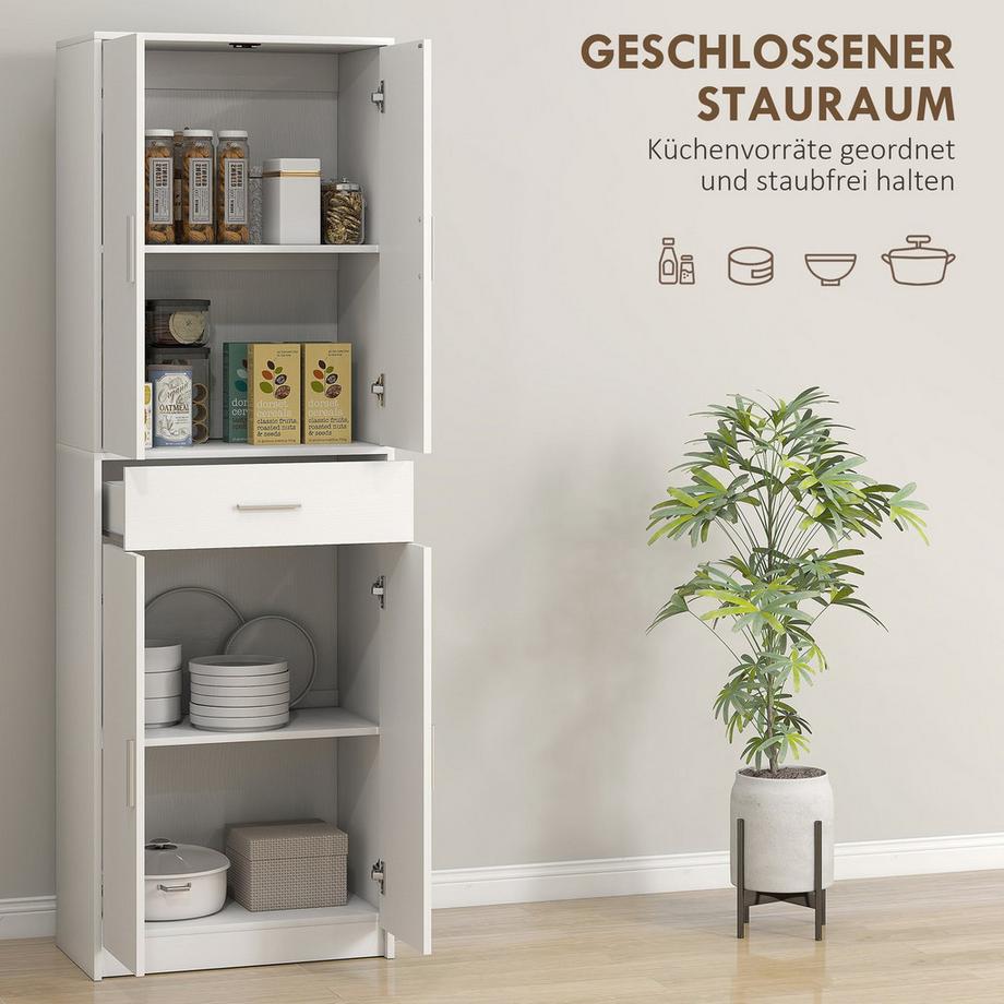 Northio Küchenschrank, 3-stufig verstellbare Regale, Spanplatten, MDF, viel Stauraum, Weiß  