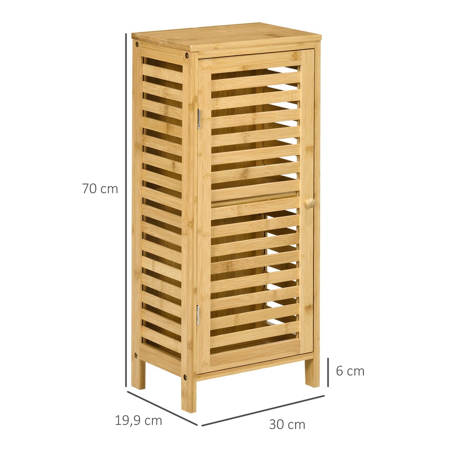 Northio Badschrank Beistellschrank mit Lamellentür, 2 Fächern, Aufbewahrung, Natur, 30x19,9x70cm  