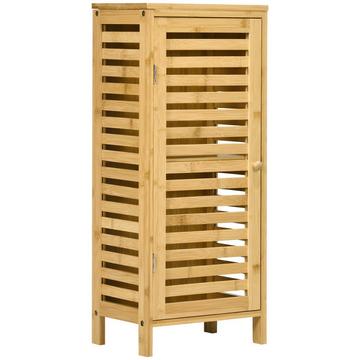 Badschrank Beistellschrank mit Lamellentür, 2 Fächern, Aufbewahrung, Natur, 30x19,9x70cm