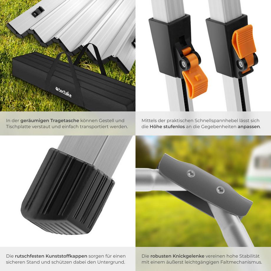 Tectake  Campingtisch Tina faltbar aus Aluminium 