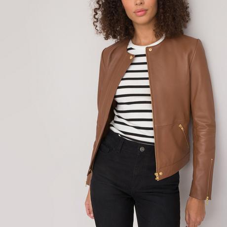 La Redoute Collections  Blouson sans col en cuir 