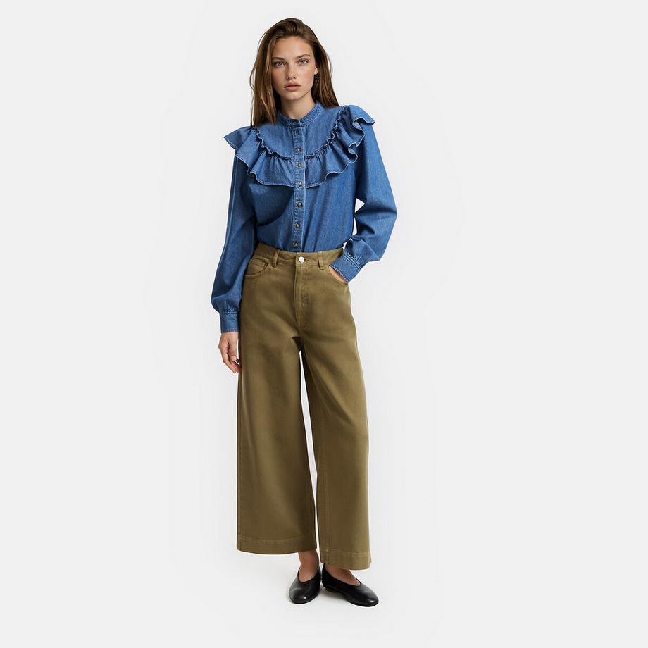 La Redoute Collections Jeanshemd mit Rüschen  