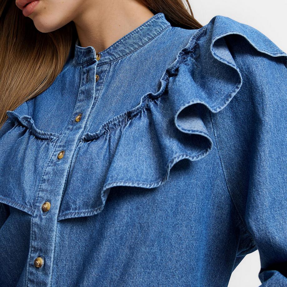 La Redoute Collections Jeanshemd mit Rüschen  