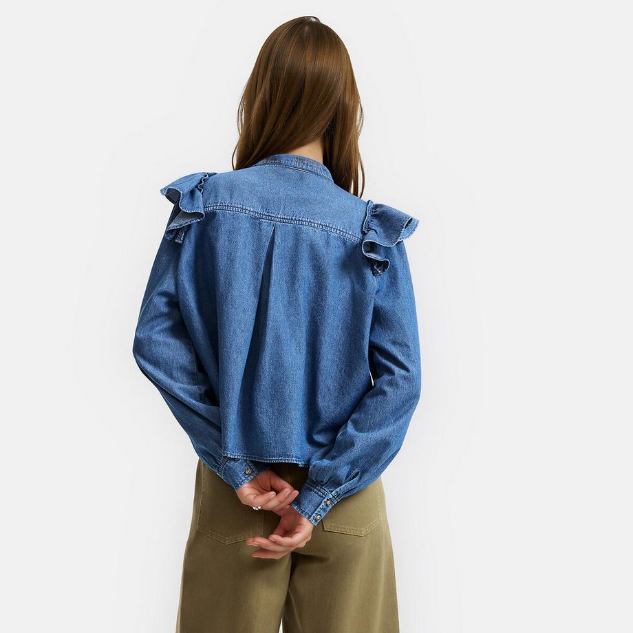 La Redoute Collections Jeanshemd mit Rüschen  