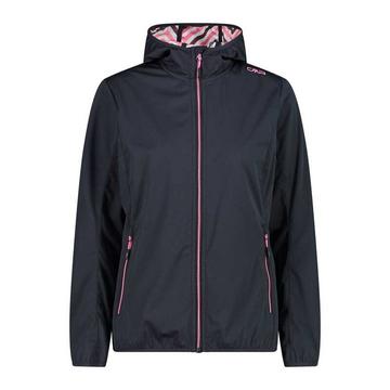 damenregenjacke mit kapuze und bedrucktem futter