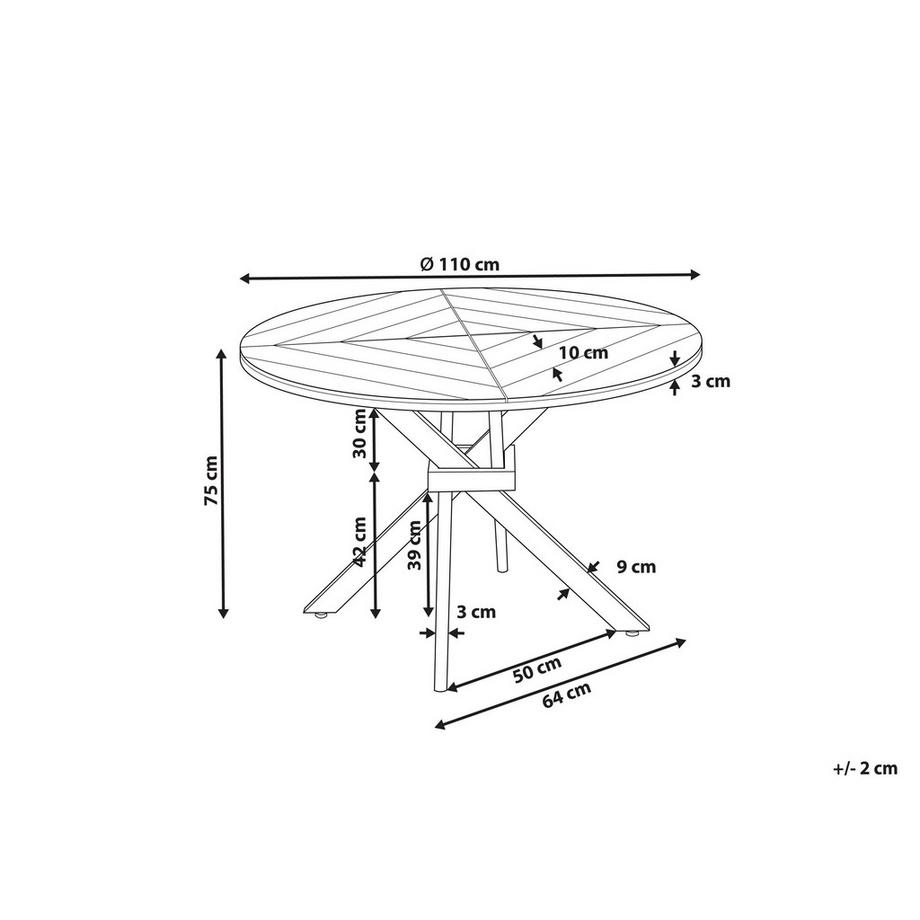 Beliani Table de salle à manger de jardin en Acacia Moderne LISSONE  