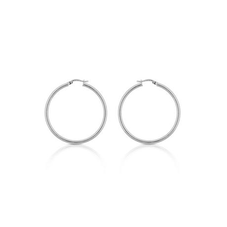 MUAU Schmuck  Creolen Weissgold 750 Runddraht 40mm 
