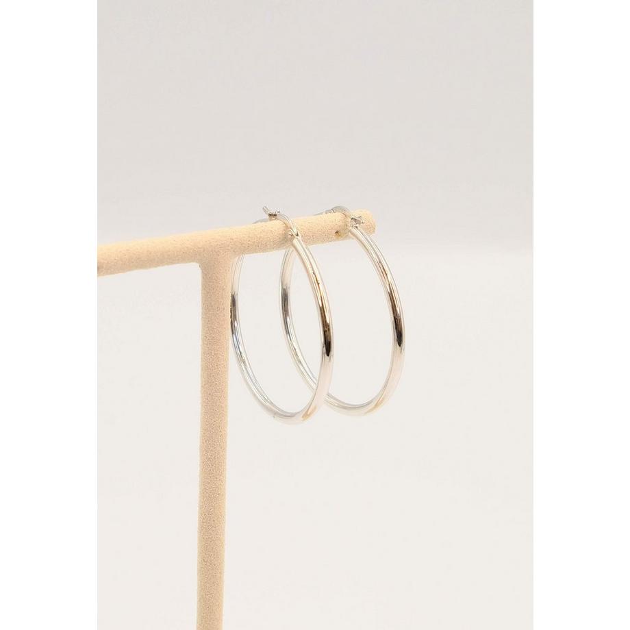 MUAU Schmuck  Creolen Weissgold 750 Runddraht 40mm 