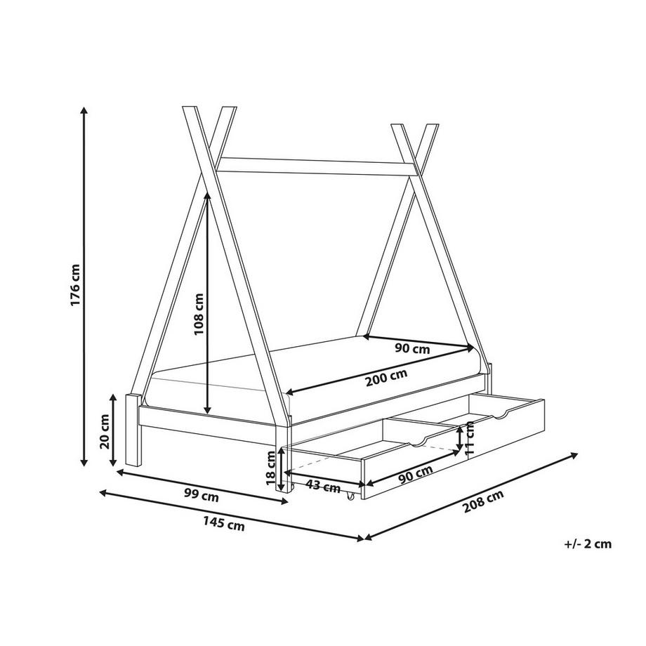 Beliani Lit à tiroirs pour enfants en Bois de pin  DEVAY  