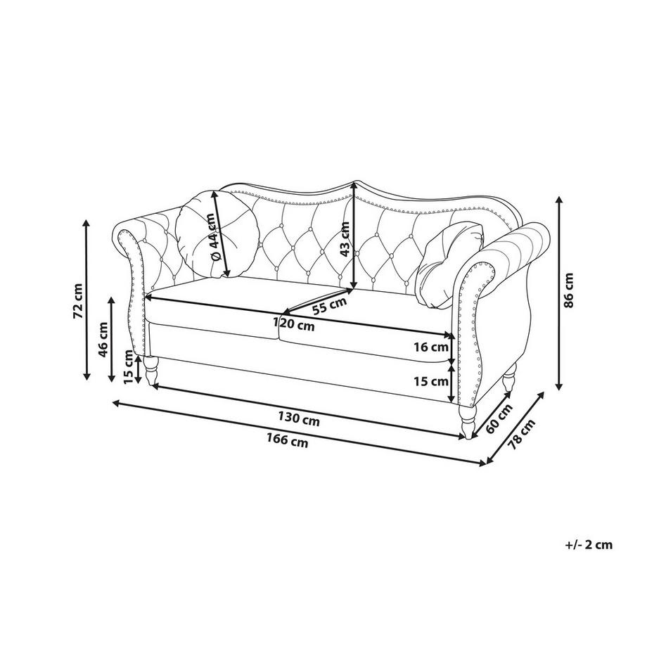 Beliani 2 Sitzer Sofa aus Samtstoff Glamourös SKIEN  