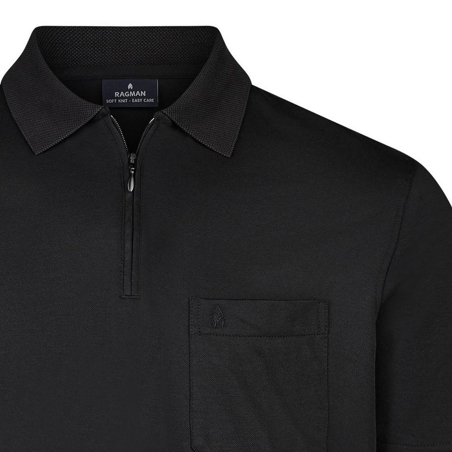 Ragman Basic Poloshirt mit Reissverschluss  