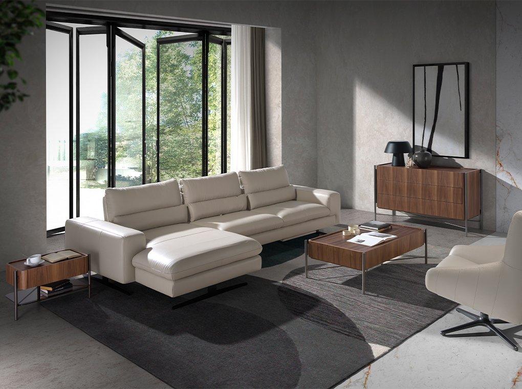 ANGEL CERDA Comodino noce e acciaio scuro  