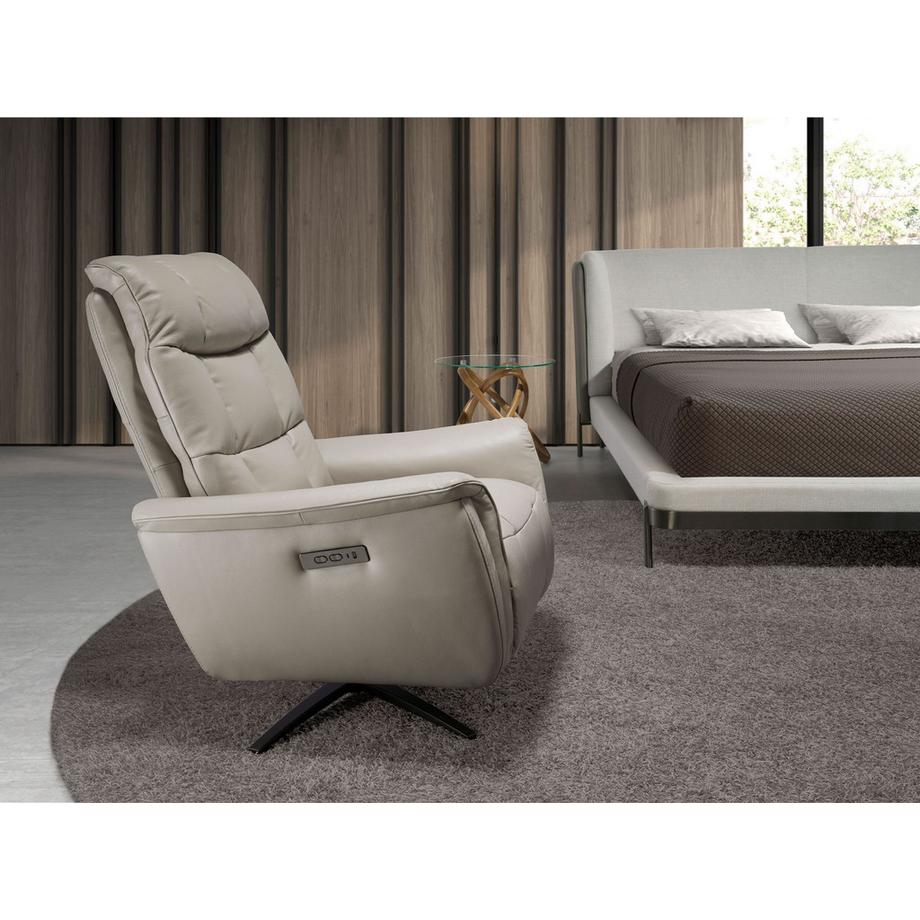 ANGEL CERDA Grauer Leder-Drehsessel  