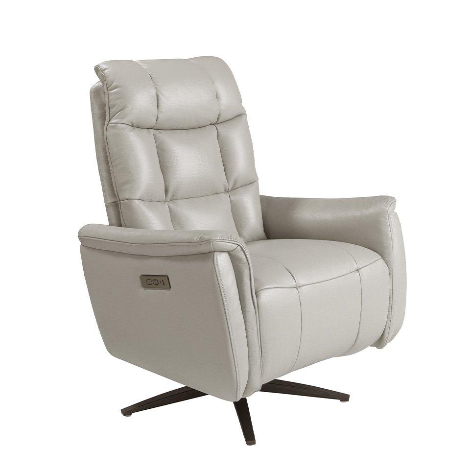 ANGEL CERDA Fauteuil pivotant en cuir gris  