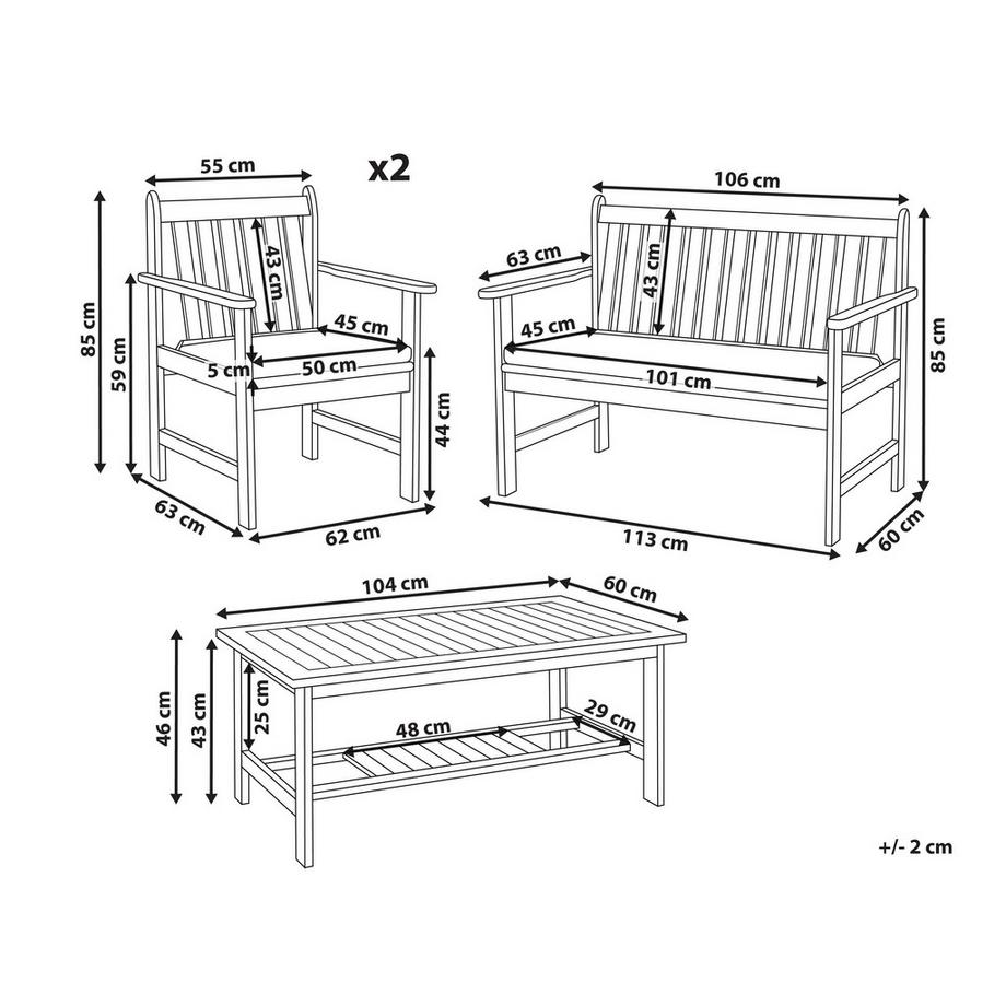Beliani Lounge Set mit Tisch aus Akazienholz Klassisch ALTIDONA  