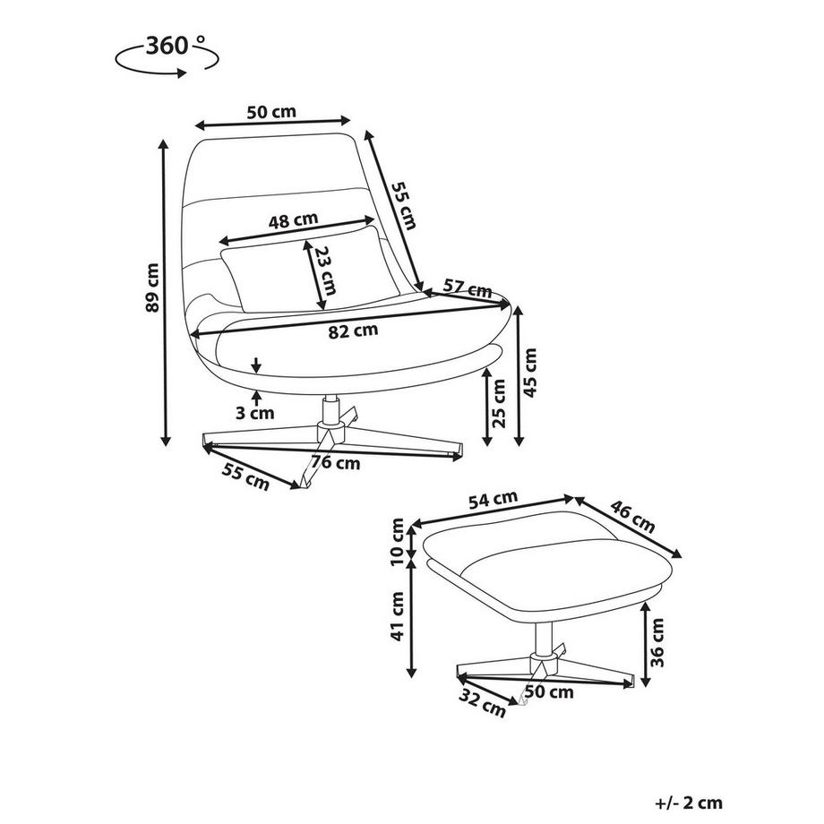Beliani Poltrona girevole en Ciniglia Retrò TOVIK  