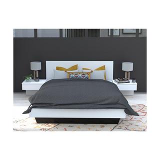 Vente-unique Letto con comodini 140 x 190 cm Bianco + Materasso - MARVELLOUS  