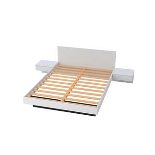 Vente-unique Lit avec chevets - 140 x 190 cm - Coloris : Blanc + Matelas - MARVELLOUS  