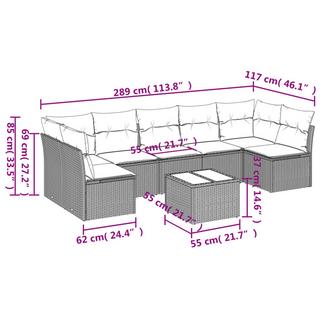 VidaXL Ensemble de canapés de jardin rotin synthétique  