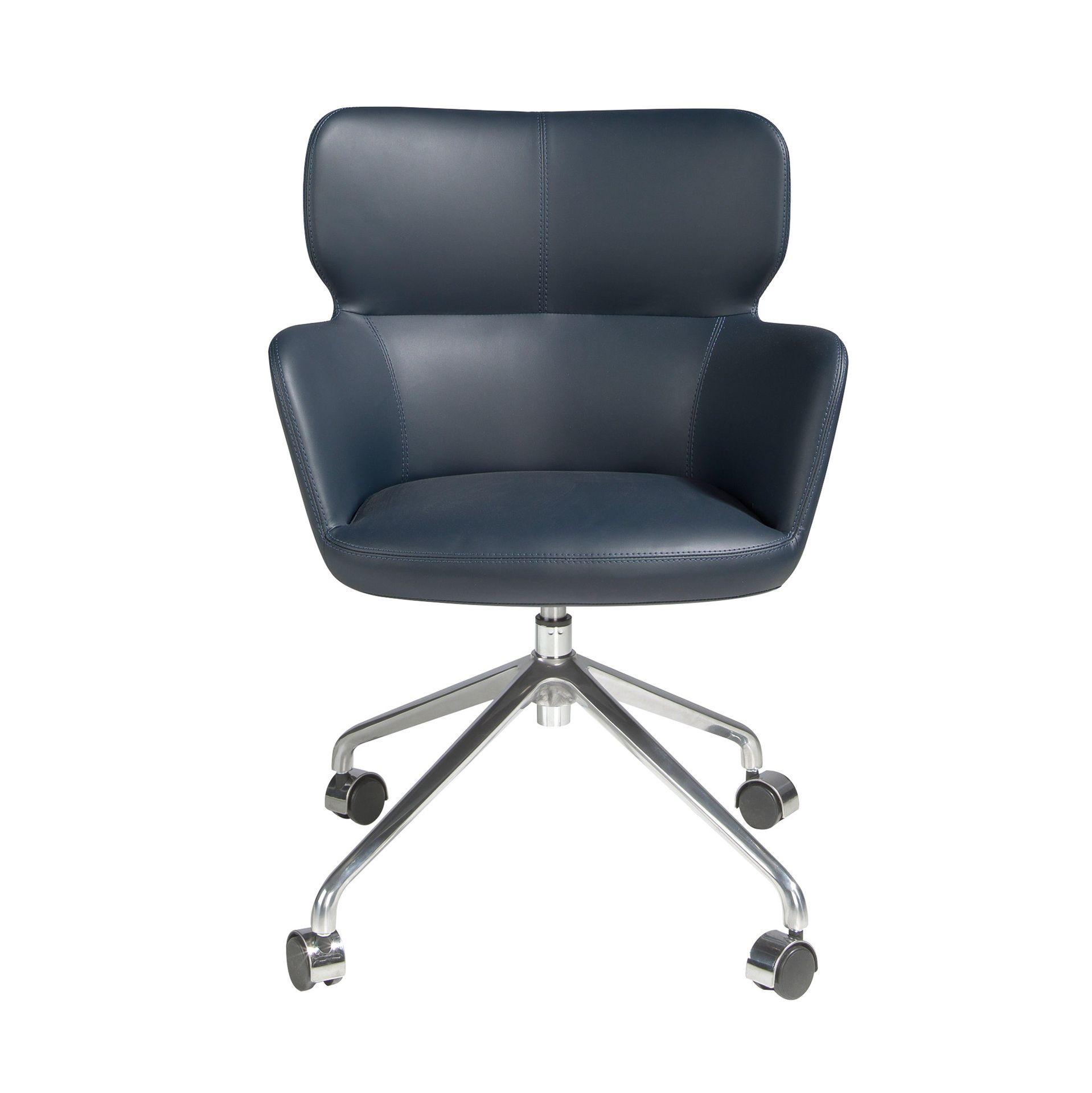 ANGEL CERDA Chaise de bureau pivotant en similicuir bleu  