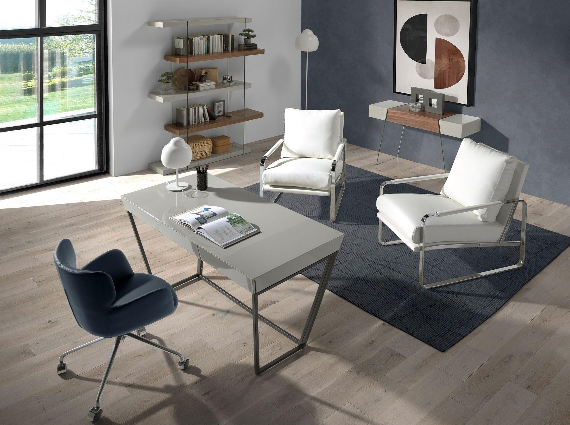 ANGEL CERDA Sedia girevole da ufficio in ecopelle blu  