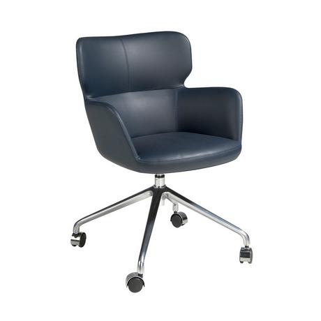 ANGEL CERDA Chaise de bureau pivotant en similicuir bleu  