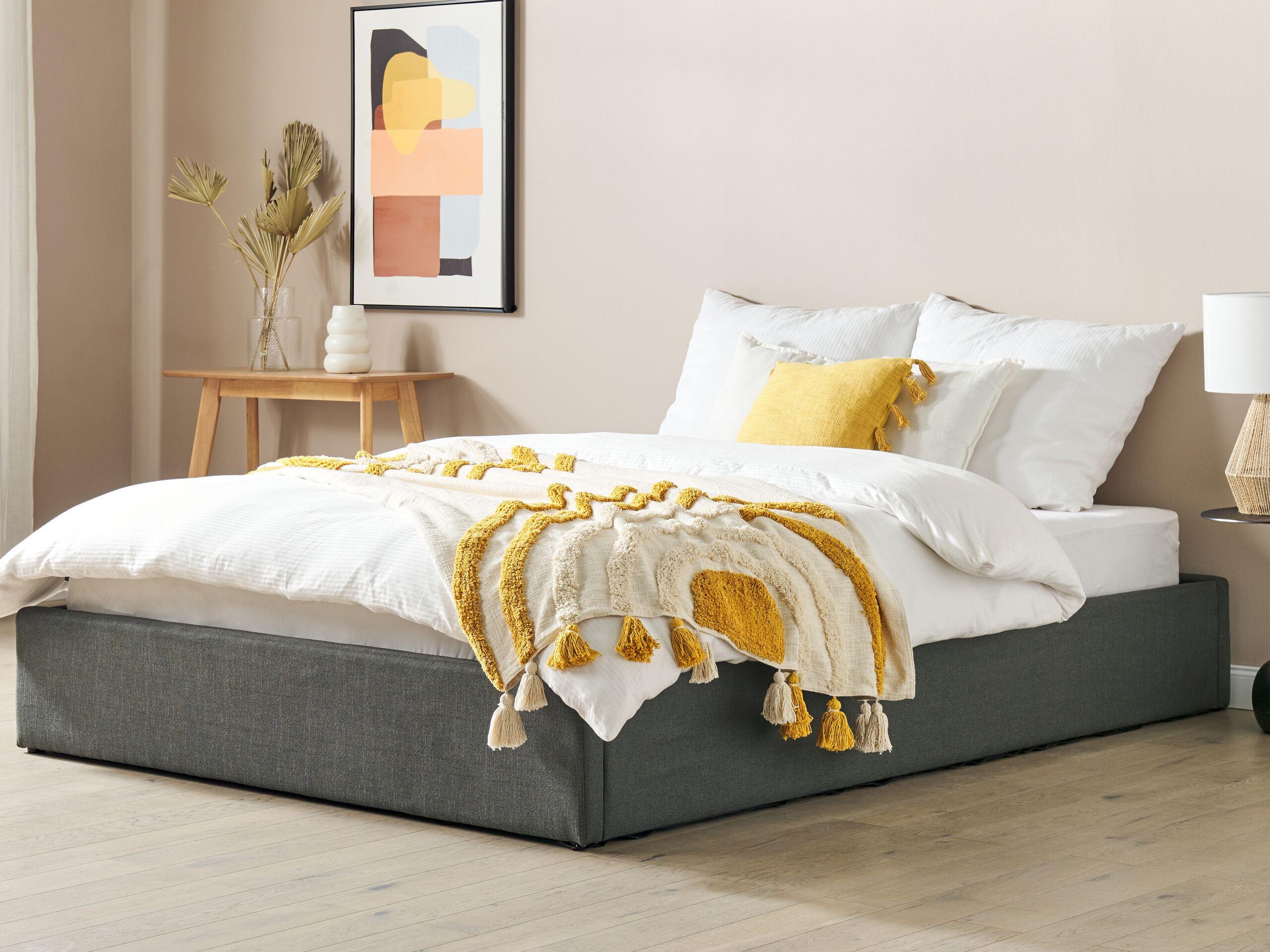 Beliani Bett mit Lattenrost aus Polyester Klassisch DINAN  