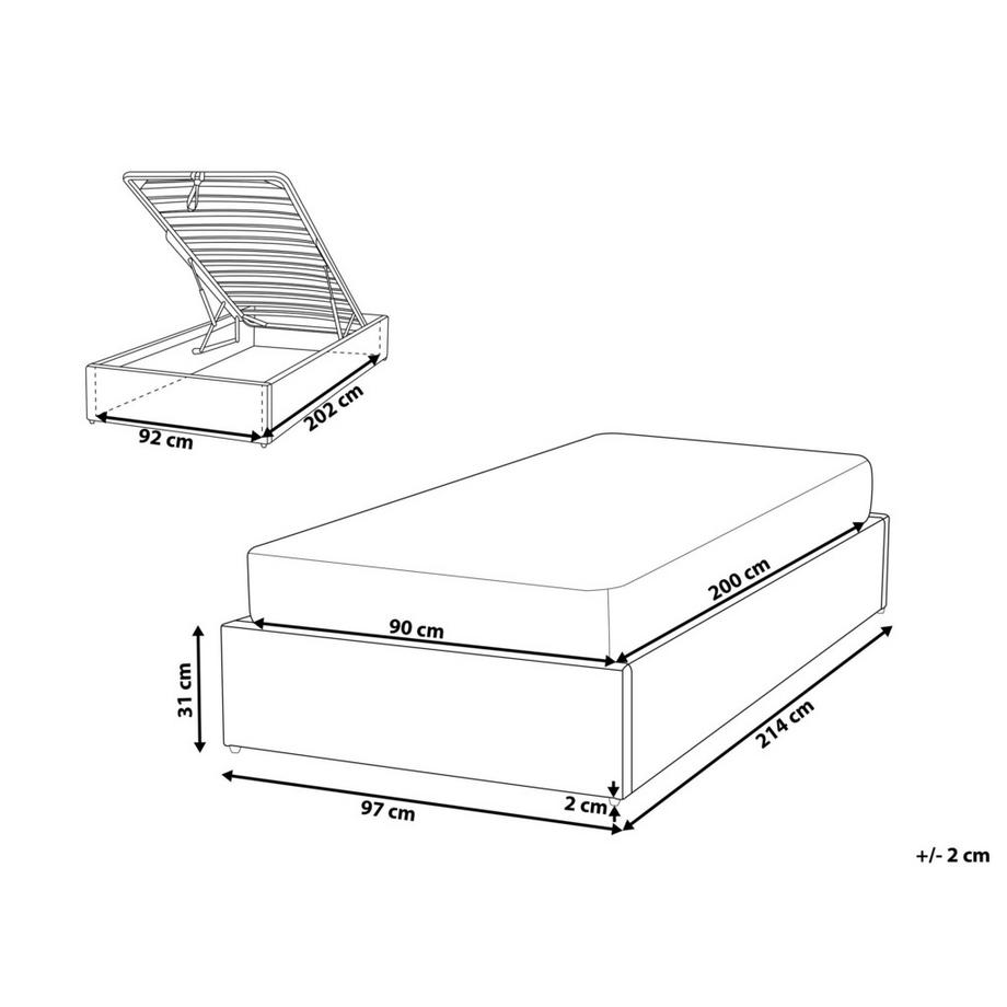 Beliani Letto con ottomano senza testata en Bouclé Minimalista DINAN  
