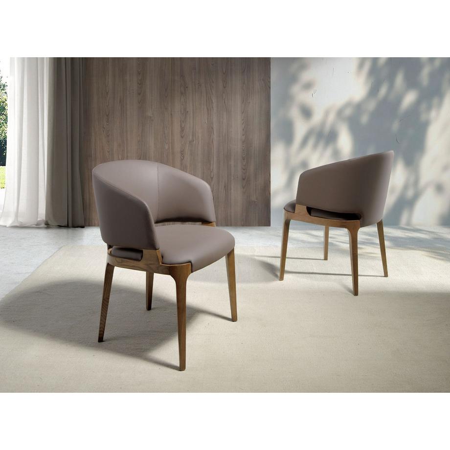 ANGEL CERDA Chaise en similicuir taupe foncé  