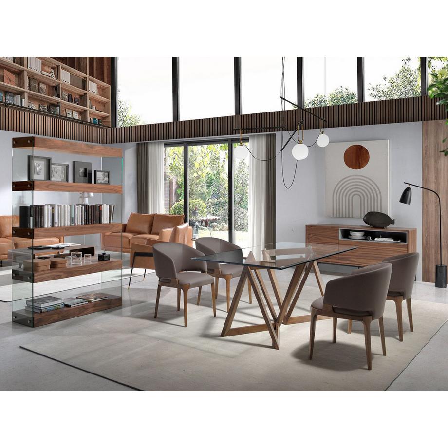 ANGEL CERDA Chaise en similicuir taupe foncé  