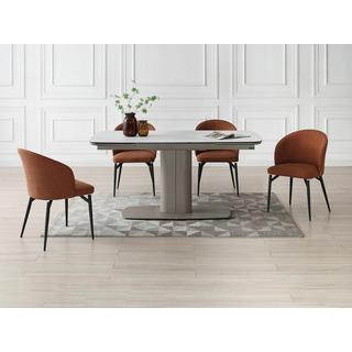 PASCAL MORABITO Table à manger extensible 6 à 10 personnes en céramique et métal - Effet marbre blanc et taupe - CARIOULA de Pascal MORABITO  