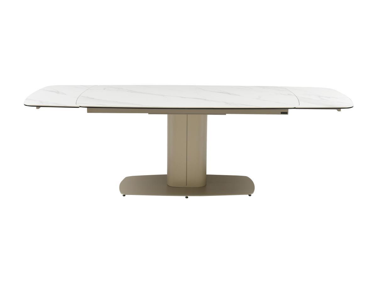 PASCAL MORABITO Table à manger extensible 6 à 10 personnes en céramique et métal - Effet marbre blanc et taupe - CARIOULA de Pascal MORABITO  