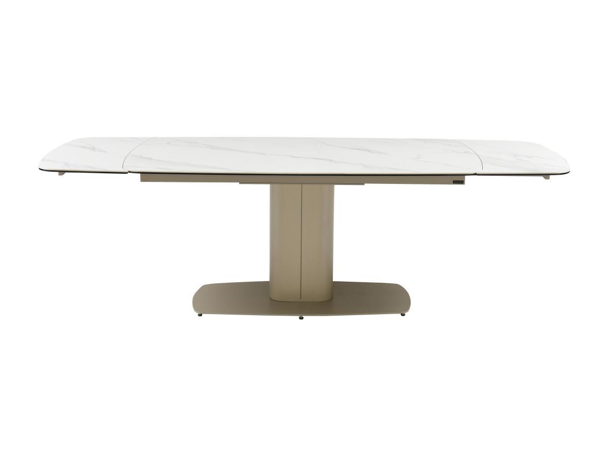 PASCAL MORABITO Table à manger extensible 6 à 10 couverts en céramique et métal - Effet marbre blanc et taupe - CARIOULA de Pascal MORABITO  