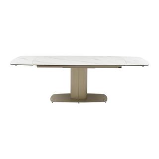 PASCAL MORABITO Table à manger extensible 6 à 10 personnes en céramique et métal - Effet marbre blanc et taupe - CARIOULA de Pascal MORABITO  